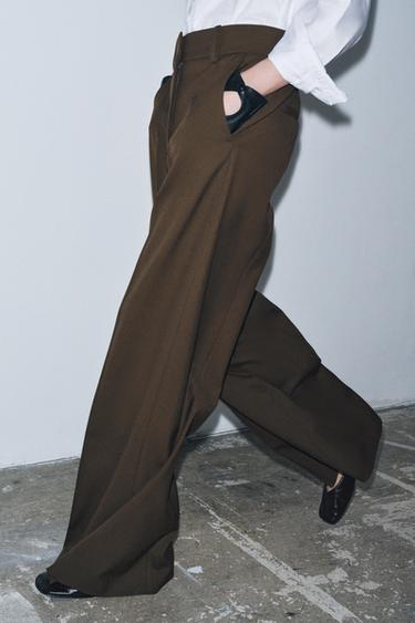 PANTALON TAILLE HAUTE ZW COLLECTION - Kaki foncé de Zara - Image 1