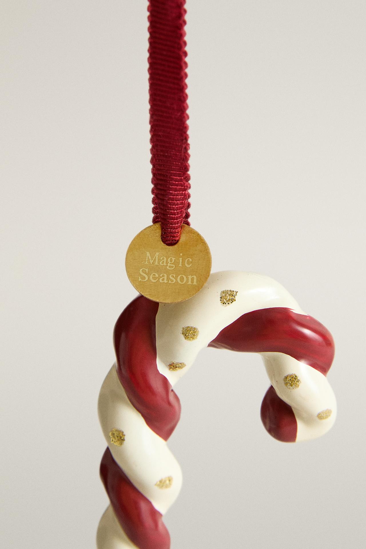 CANDY CANE CHRISTMAS TREE DECORATION — White / Red