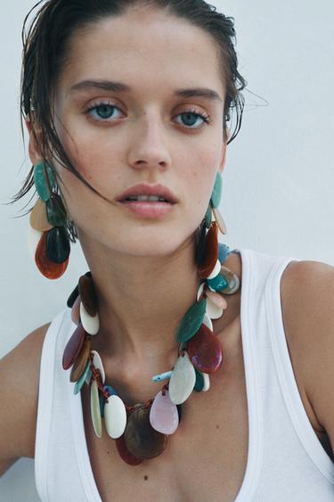 RESIN PENDANT CORD NECKLACE - Multicoloured by Zara - Image 0