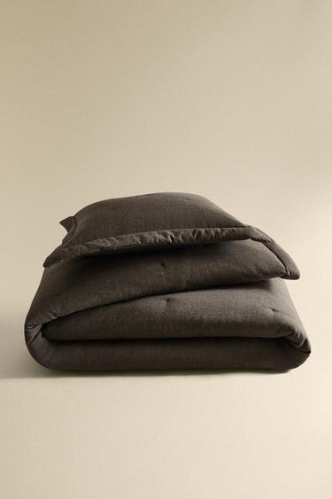 COTTON AND CASHMERE QUILT - Dark grey by Zara