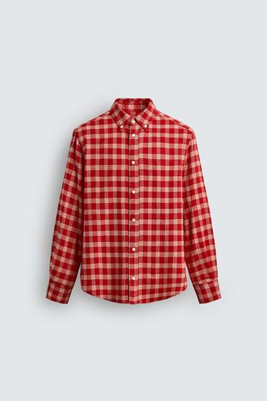 CAMISA CUADROS LIMITED EDITION - Blanco / Rojo de Zara