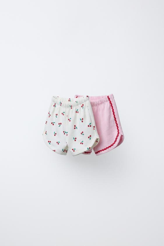 TWO-PACK OF CHERRY PRINT BERMUDA SHORTS - Pink by Zara - Image 0