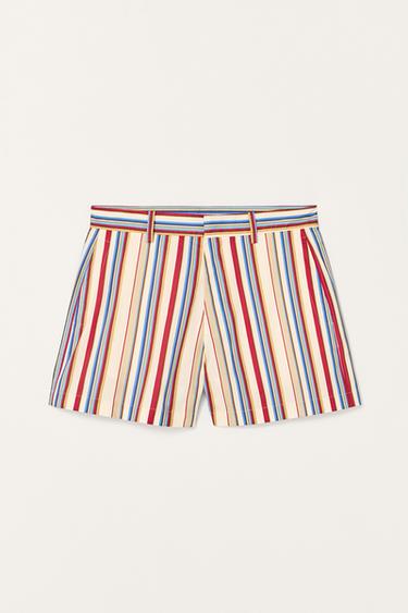 STRIPED LIMITED EDITION SHORTS - Ecru / Red by Zara