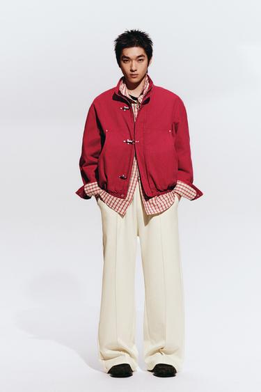 Zara 科技感縫線慢跑長褲 - 裸色