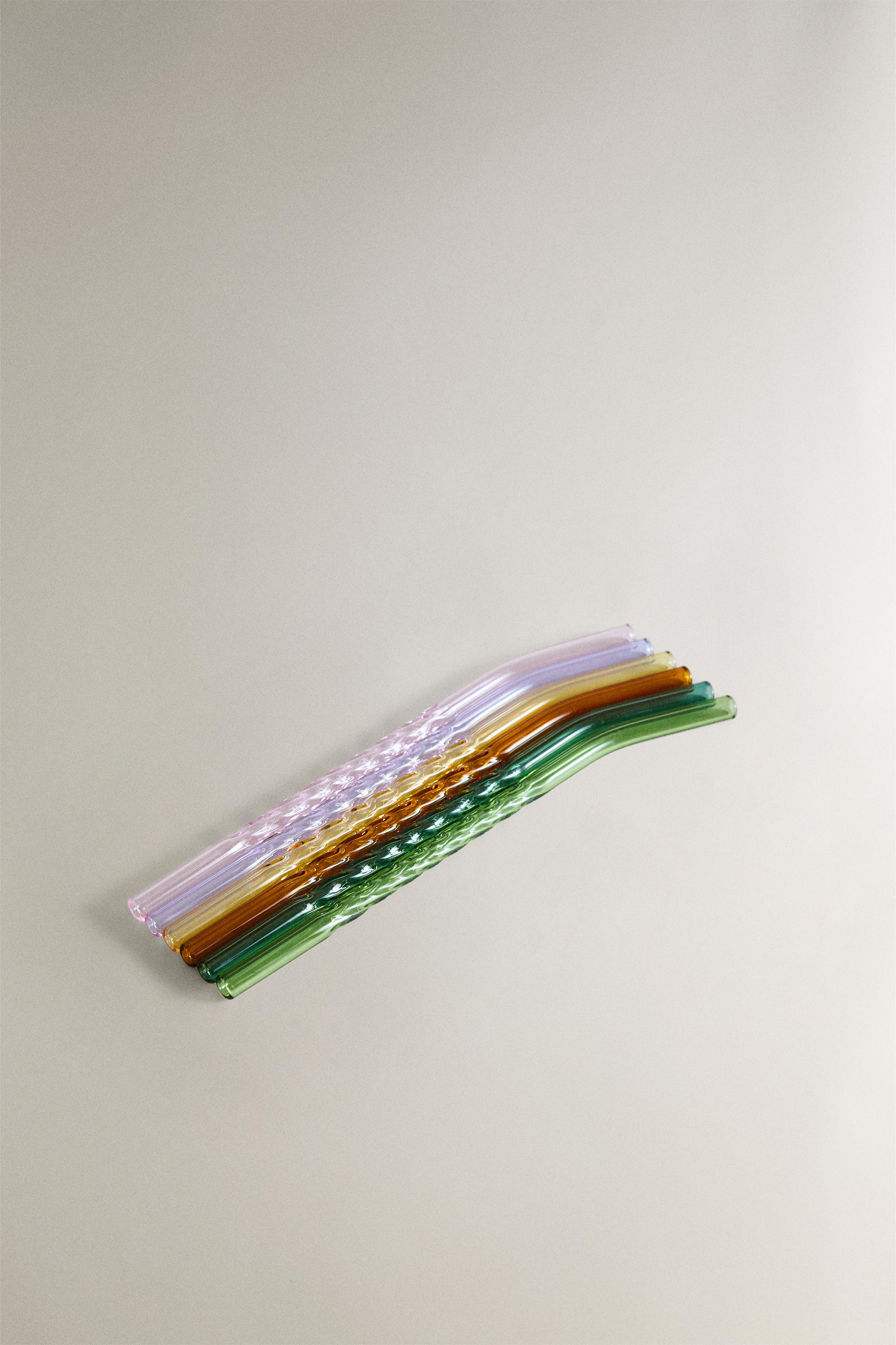 COLOURED BOROSILICATE GLASS STRAW PACK (PACK OF 6)