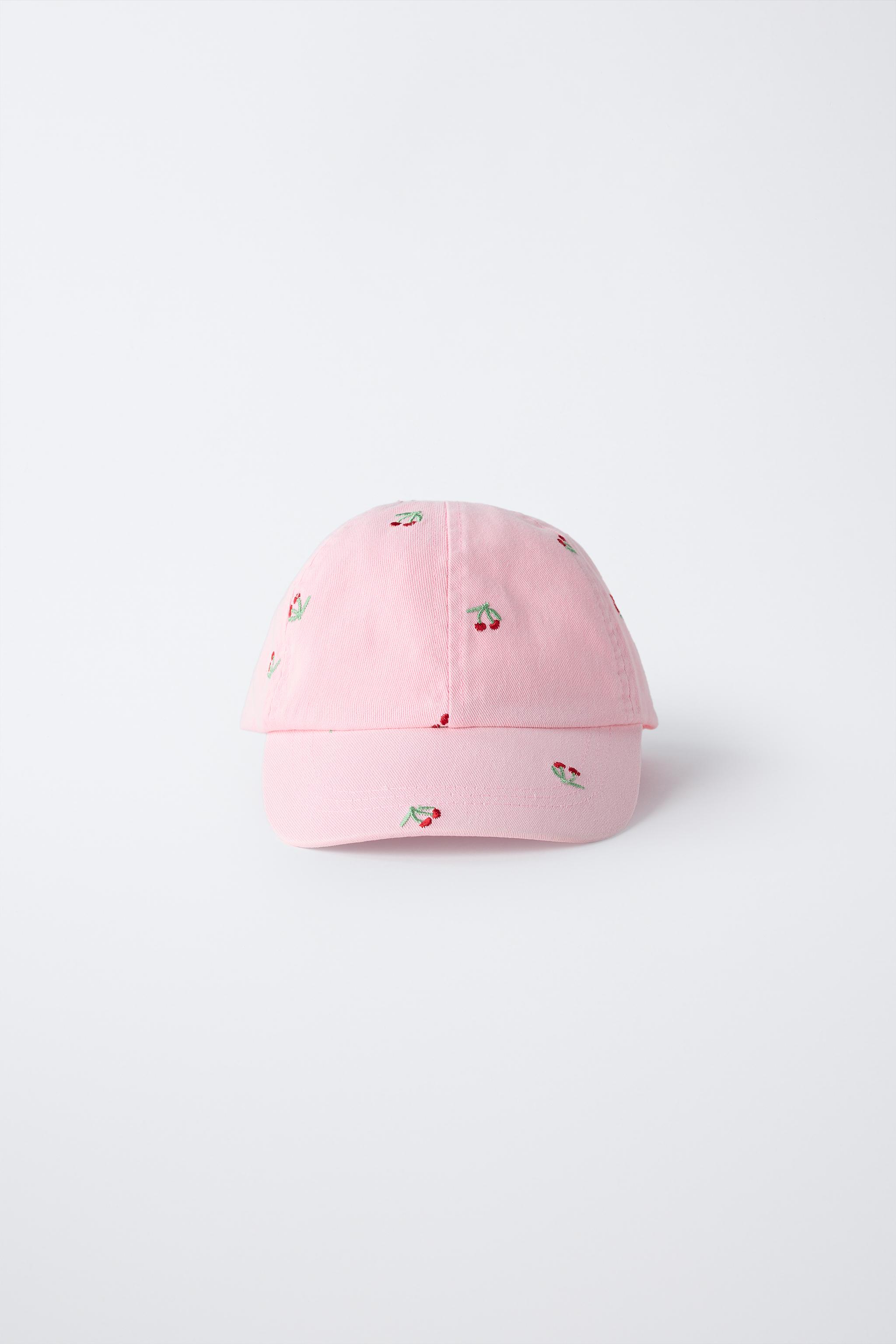 ウォッシュ加工チェリー刺繍入りキャップ - ピンク | ZARA Japan