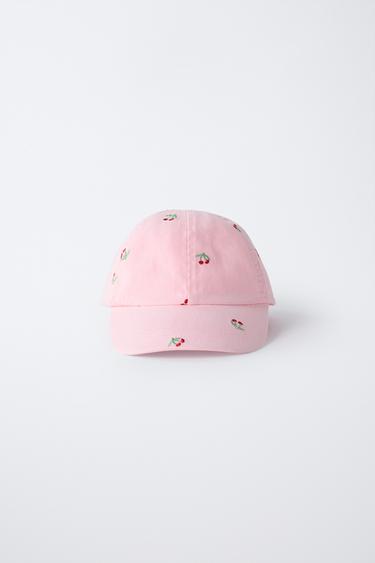 WASHED-EFFECT CAP WITH CHERRY EMBROIDERY - Pink by Zara