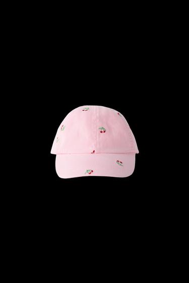 Zara WASHED EFFECT EMBROIDERED CHERRY CAP - Pink - Image 0