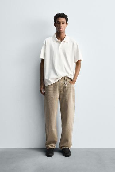 WASHED REGULAR FIT POLO SHIRT - Oyster-white by Zara