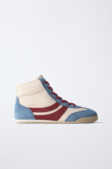CONTRAST HIGH-TOP TRAINERS - Ecru White by Zara