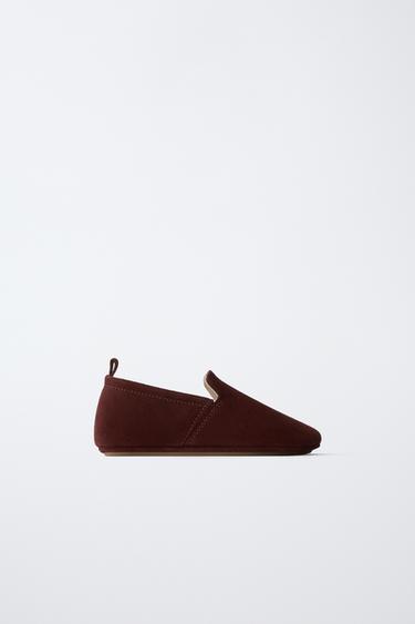 LIMITED EDITION LEATHER BABOUCHE SLIPPERS - Burgundy Red by Zara
