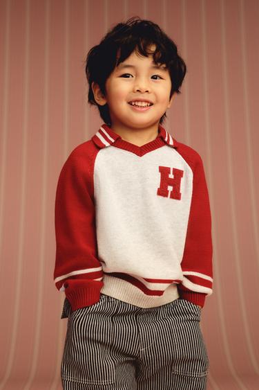 KNIT VARSITY PATCH POLO SHIRT - Dark burgundy by Zara