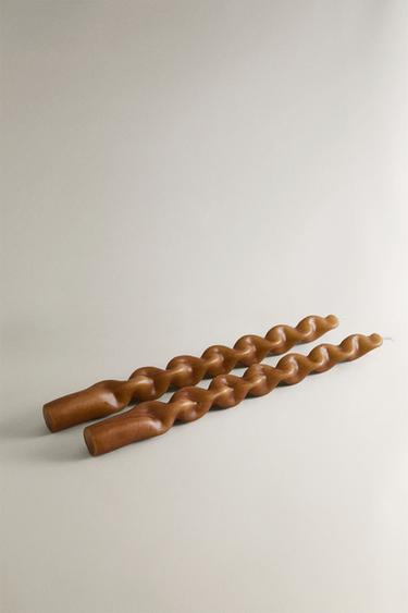 PACK BOUGIES DÉCORATIVES SCULPTURALES (PACK DE 2) - Miel de Zara - Image 1