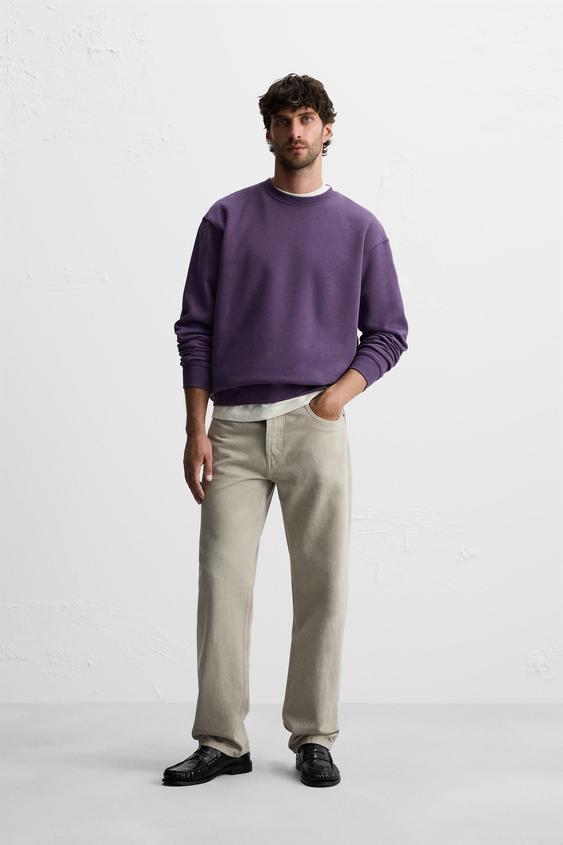 ROUND NECK SWEATSHIRT Purple ZARA Saudi Arabia