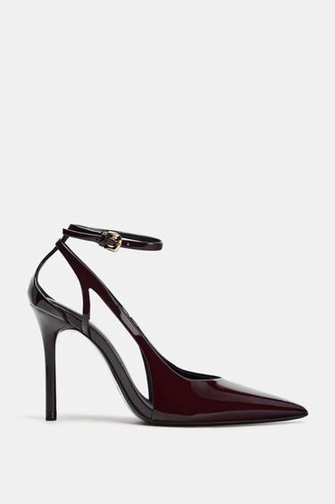 ZAPATO TACÓN EFECTO ACHAROLADO - Rojo Burdeos de Zara