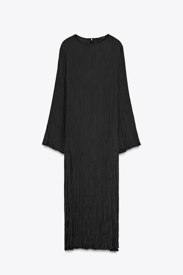 Zara ZW COLLECTION WRINKLE EFFECT DRESS - Black