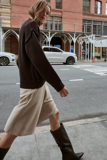 Zara CROSSOVER SHORTS - taupe brown
