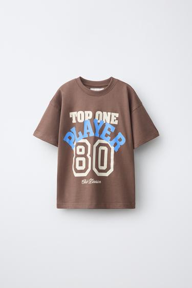 VARSITY PRINT T-SHIRT — Light brown 1