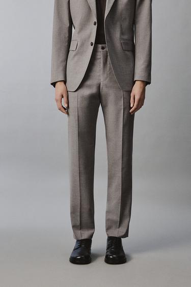 REGULAR FIT TEXTURED SUIT TROUSERS - Beige by Zara