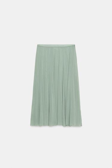 JUPE MIDI ZW COLLECTION - Vert pastel de Zara - Image 7