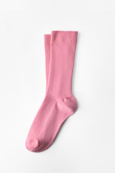 BASIS-SOCKEN MIT MIKRORIPPENMUSTER - Pink von Zara
