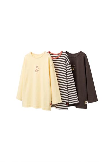3-PACK OF LABEL T-SHIRTS - brown/white by Zara