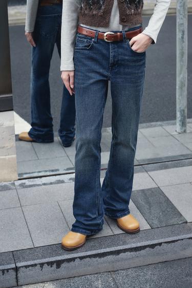 Zara ZW COLLECTION BOOTCUT 高腰牛仔褲 - 深靛青色