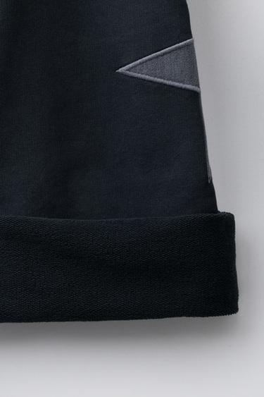 WASHED-EFFECT WIDE-LEG PLUSH TROUSERS WITH STARS - Anthracite grey by Zara - Image 3