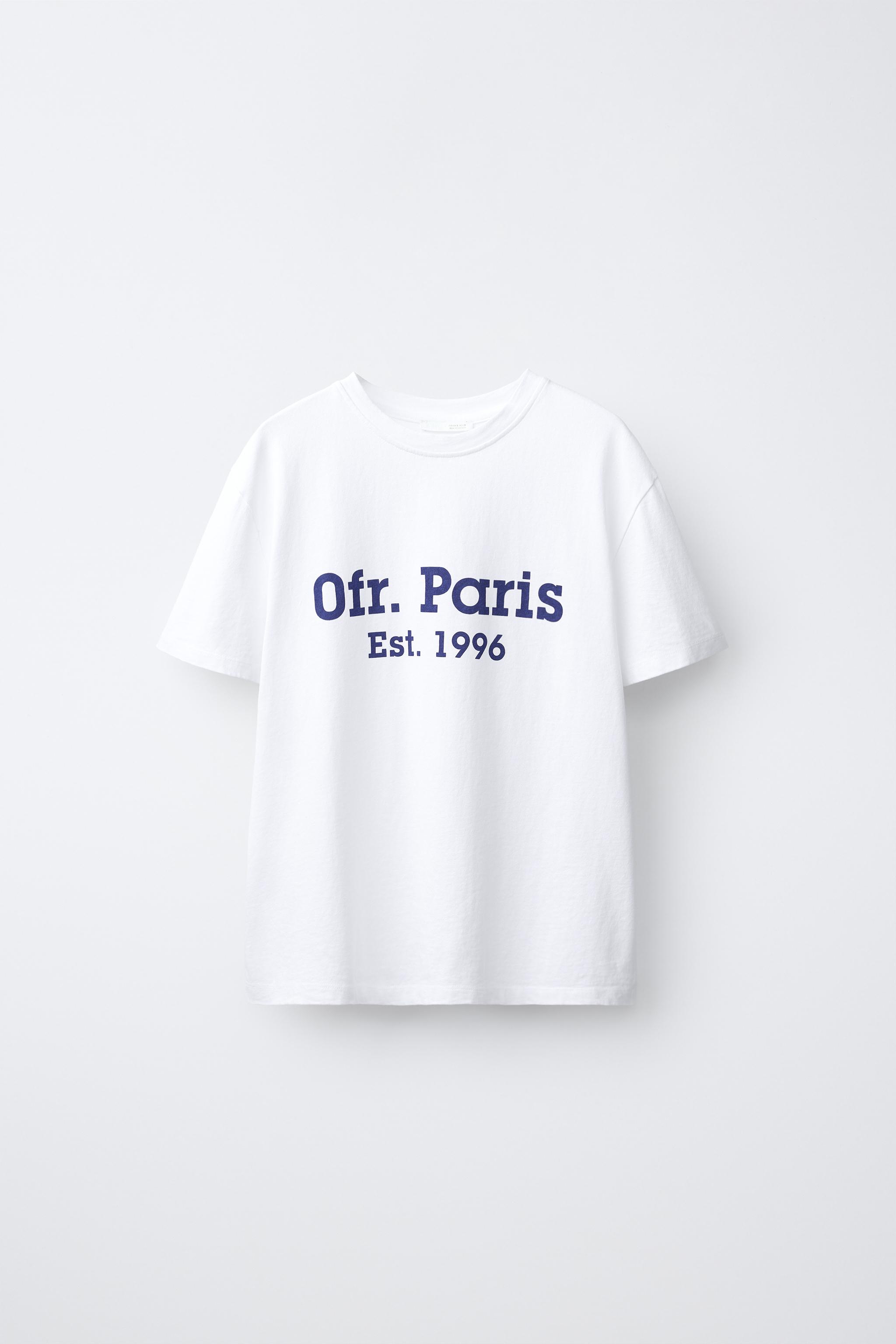 T-SHIRT INSCRIPTION CONTRASTE MANCHES COURTES 0FR. PARIS X ZARA