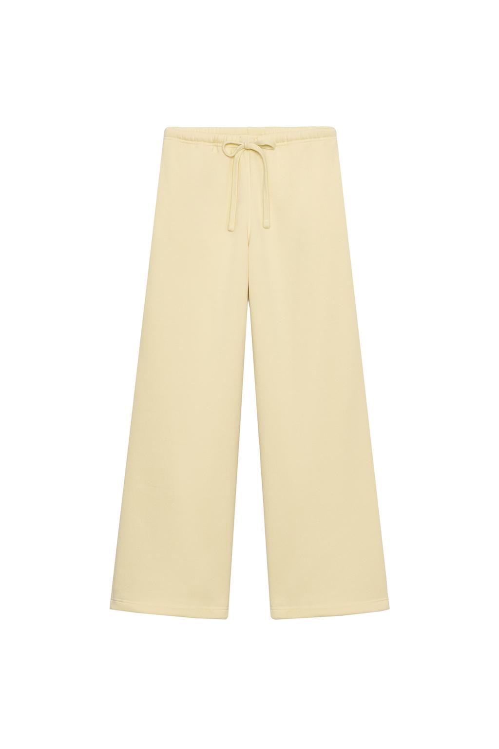 Basic Straight Plush Trousers With Adjustable Hem - Yellow by Zara