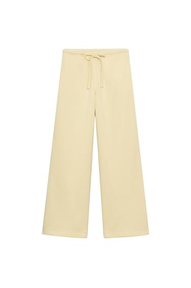 BASIC STRAIGHT-LEG PLUSH TROUSERS WITH ADJUSTABLE HEM - Yellow by Zara