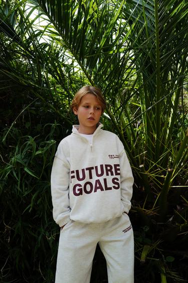 Zara TEXT JOGGING SWEATSHIRT - Gray marl