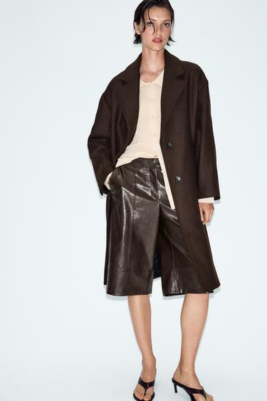 LONG WOOL BLEND COAT - Brown by Zara - Image 0