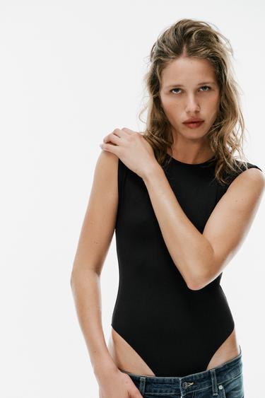 LACE-BACK CUT-OUT BODYSUIT - Black by Zara