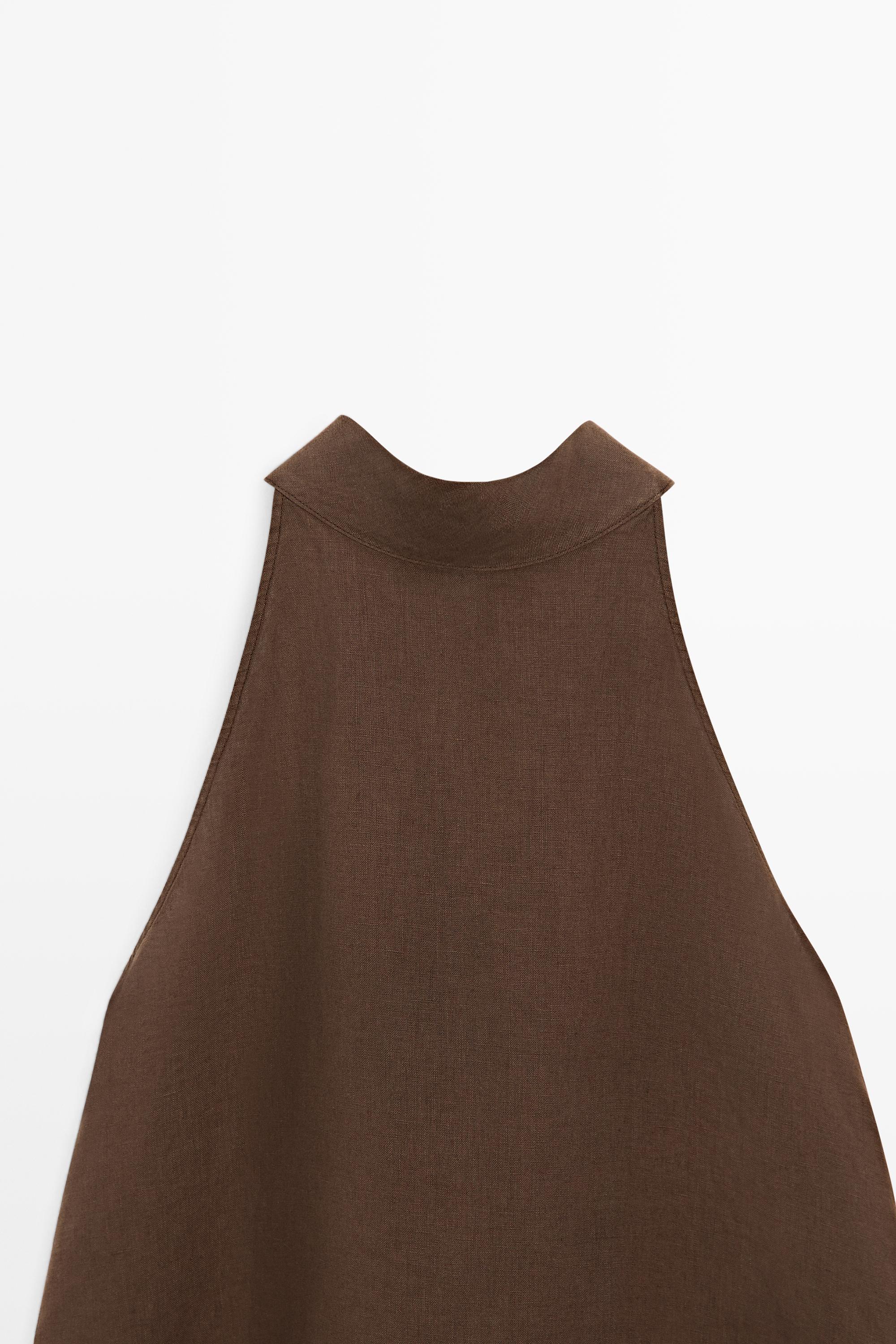 Top fluide à encolure américaine 100 % lin