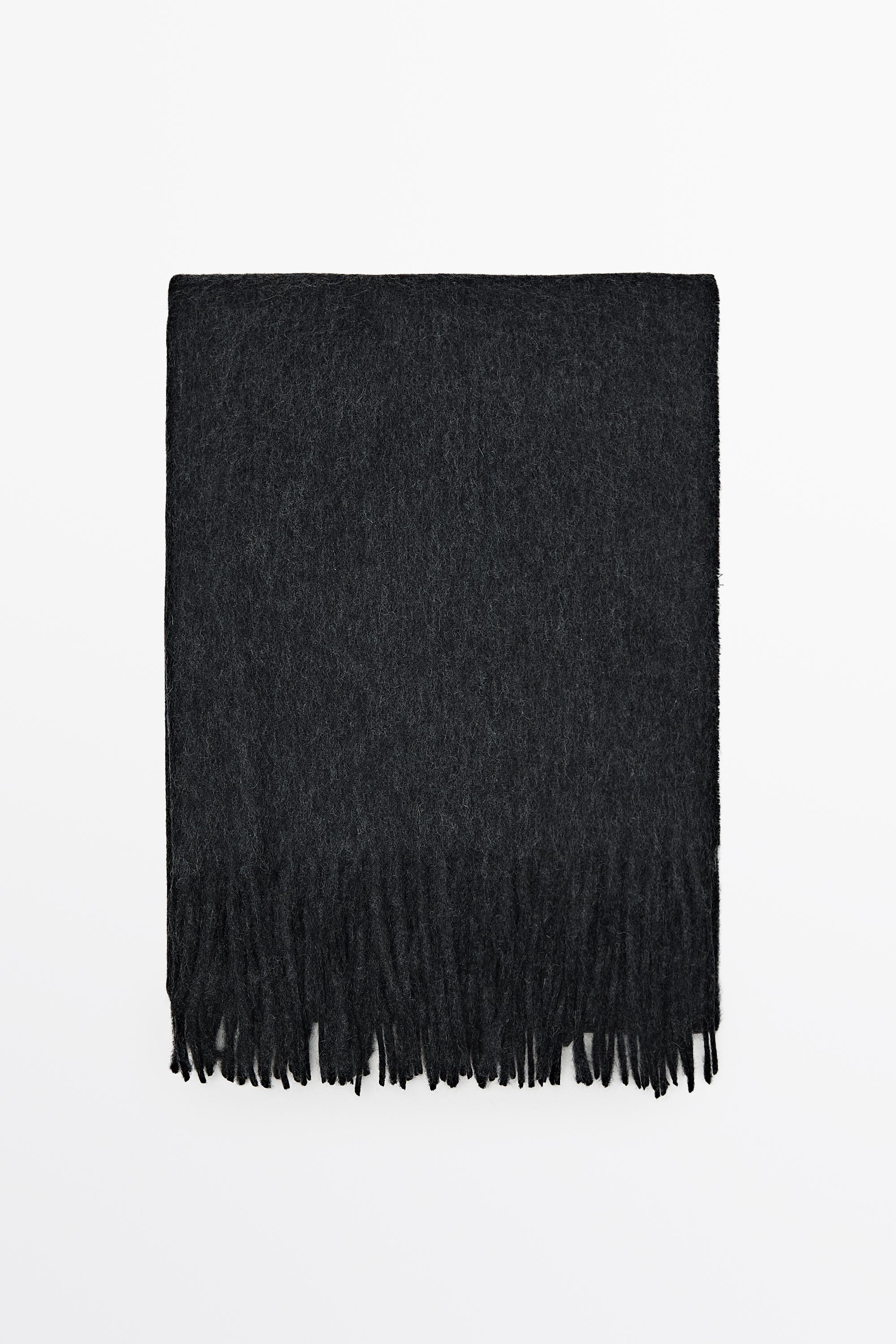 Wool blend scarf with fringing