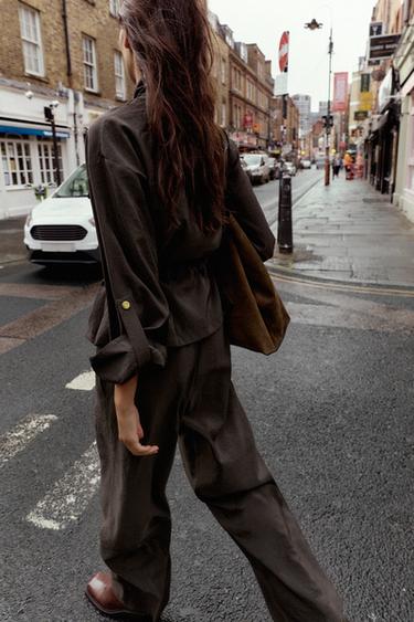 VESTE SAFARI CORDON - Marron foncé de Zara - Image 3
