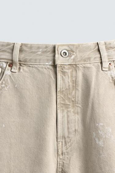 JEAN FLARE EFFET ÉCLABOUSSURES - Marron clair de Zara - Image 9