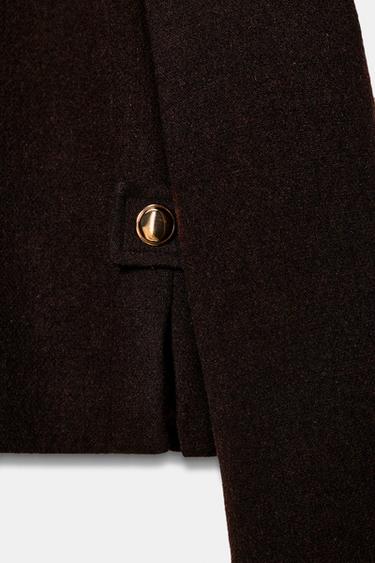 Zara WOOL HIGH COLLAR JACKET - Brown