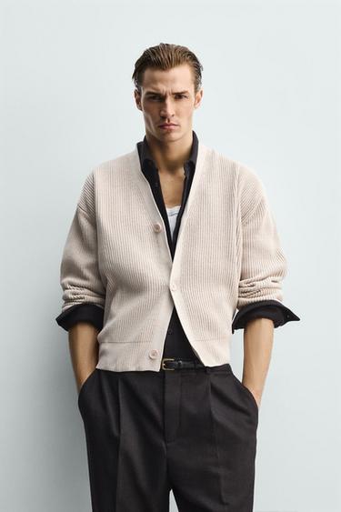 TEXTURED RELAXED FIT CARDIGAN - Ecru by Zara