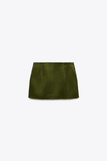 CORDUROY MINI SKIRT - Mid-green by Zara - Image 2