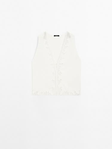 Blusa fluida detalle encaje - Blanco roto de Zara - Imagen 0