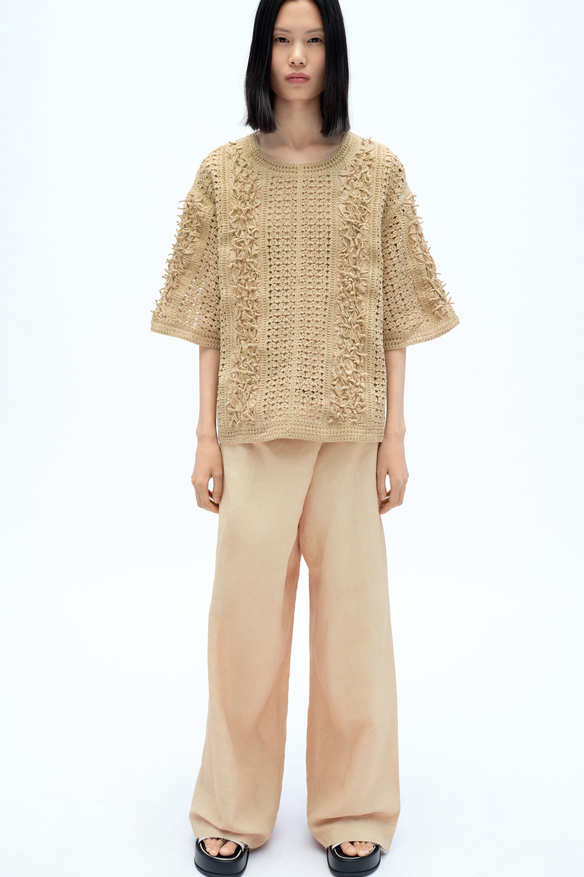 ZARA ノット クロシェットシャツ X FANGLU LIN 7200/505 KNOTTED CROCHET SHIRT X FANGLU LIN - taupe brown | ZARA