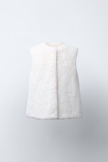 REVERSIBLE FAUX FUR GILET - Ecru by Zara - Image 1