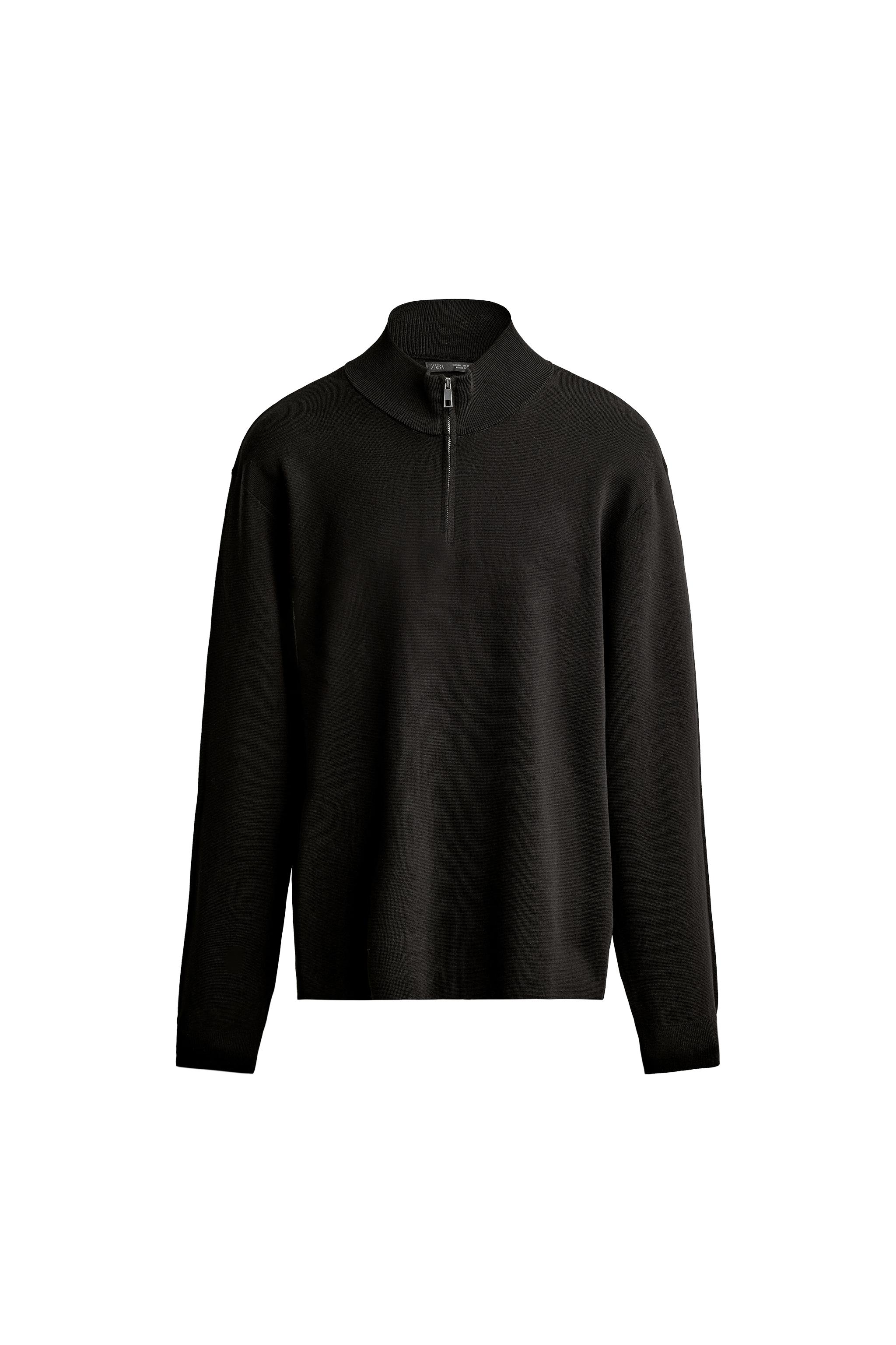 1minute1secondジップアップカットソー ブラック（1M24F140） REGULAR FIT QUARTER-ZIP SWEATER - Navy blue | ZARA Canada