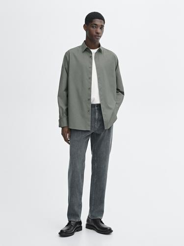 Zara Regular fit 100% cotton twill shirt - Green
