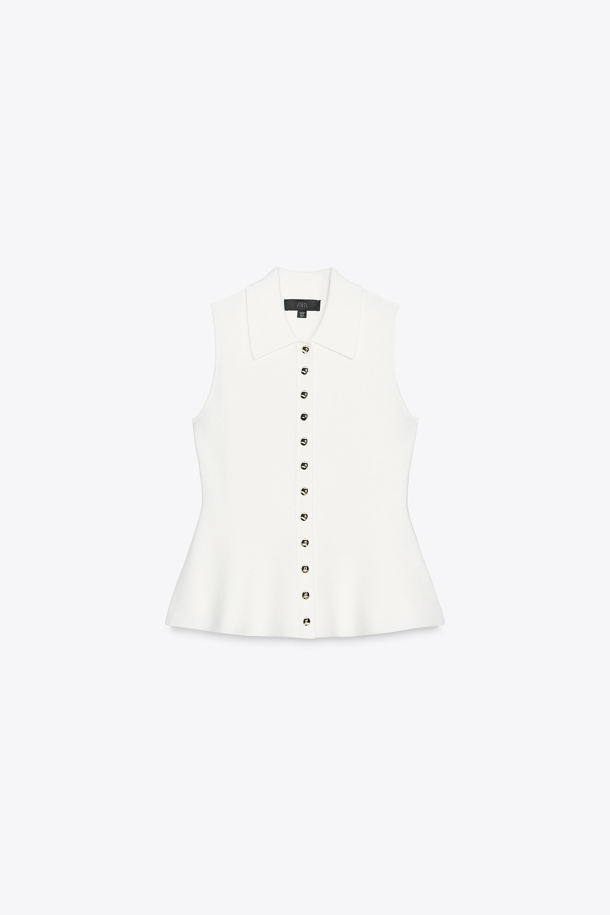 ペプラムニットベスト - ホワイト | ZARA Japan / 日本