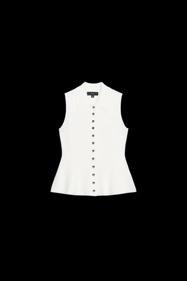 TOP CHALECO PUNTO PEPLUM - Blanco de Zara - Imagen 0