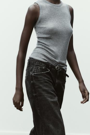 100% WOOL TOP - Grey marl by Zara