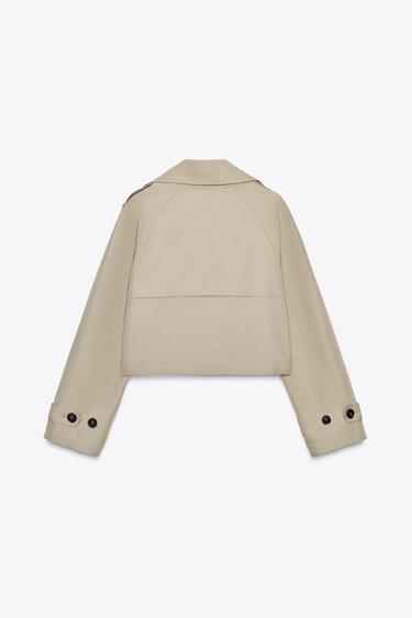 DOUBLE-BREASTED SHORT TRENCH COAT - camel by Zara - Image 3